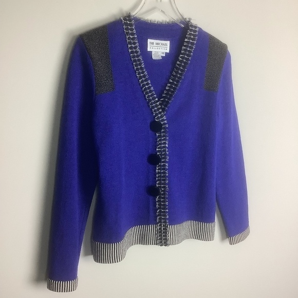 Michael Collection Royal Blue Wool Blazer M Vintage - Picture 7 of 10